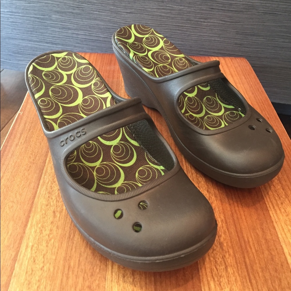 Crocs Brown Mary Jane Wedge Sandal